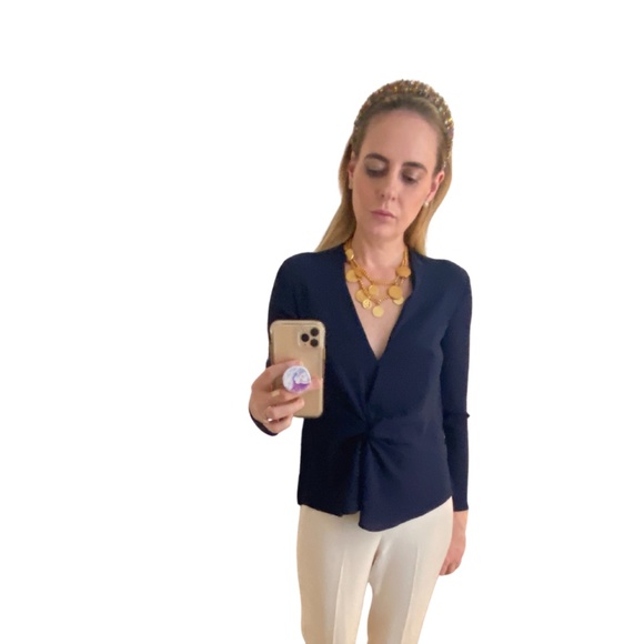 Navy Blue TopShop Blouse - Picture 2 of 3